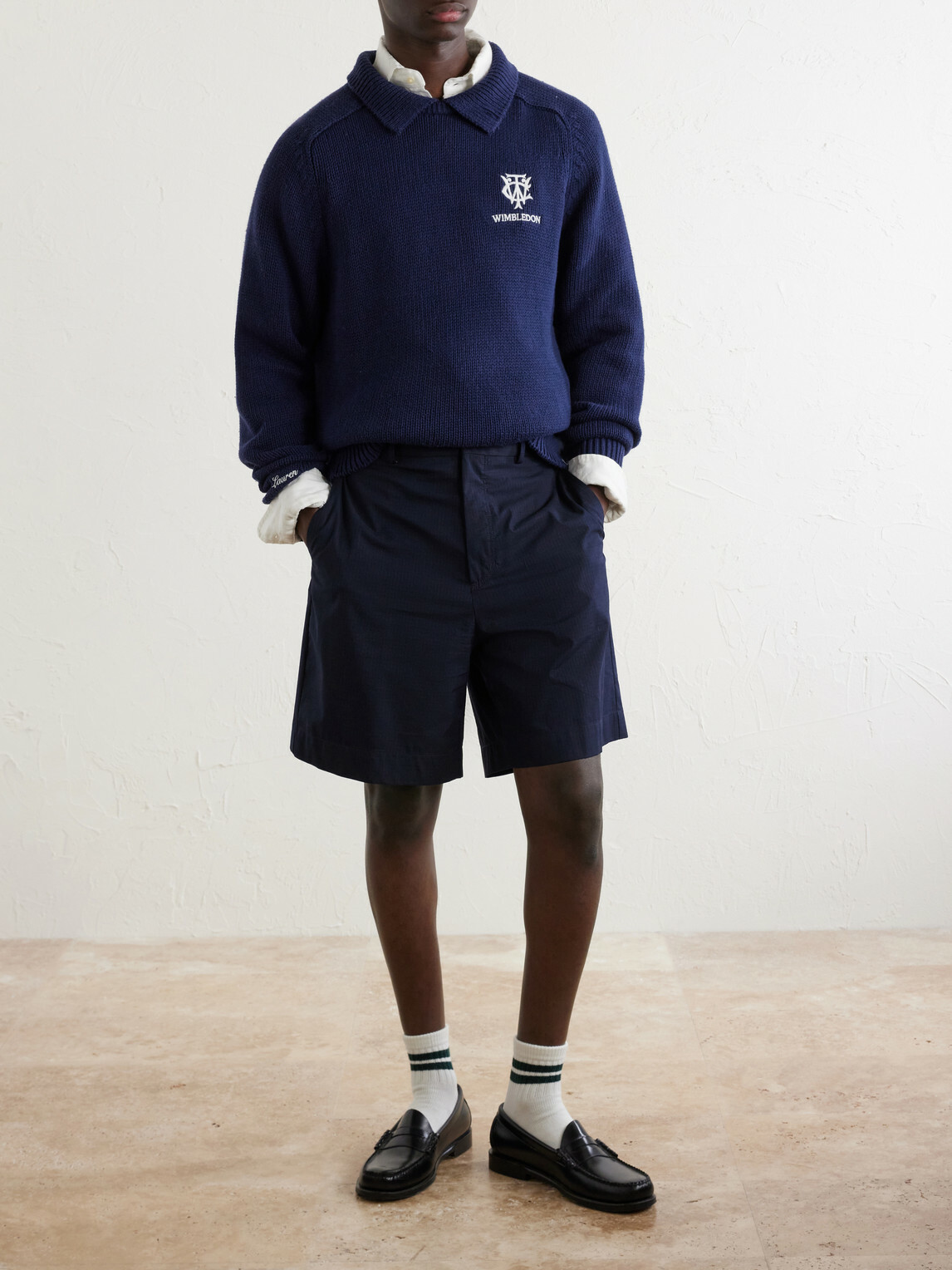 Polo Ralph Lauren - Wimbledon Logo-Appliquéd Cotton Sweater - Blue