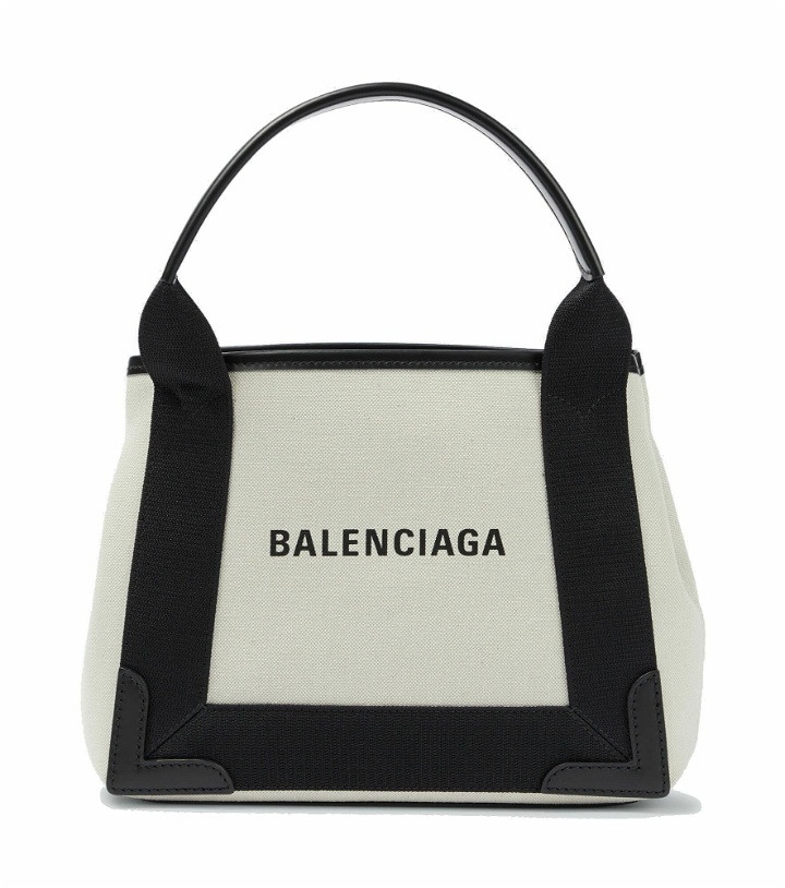 Photo: Balenciaga - Cabas leather-trimmed canvas tote bag