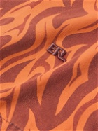 ERL - Logo-Embroidered Distressed Printed Cotton-Canvas Jacket - Orange
