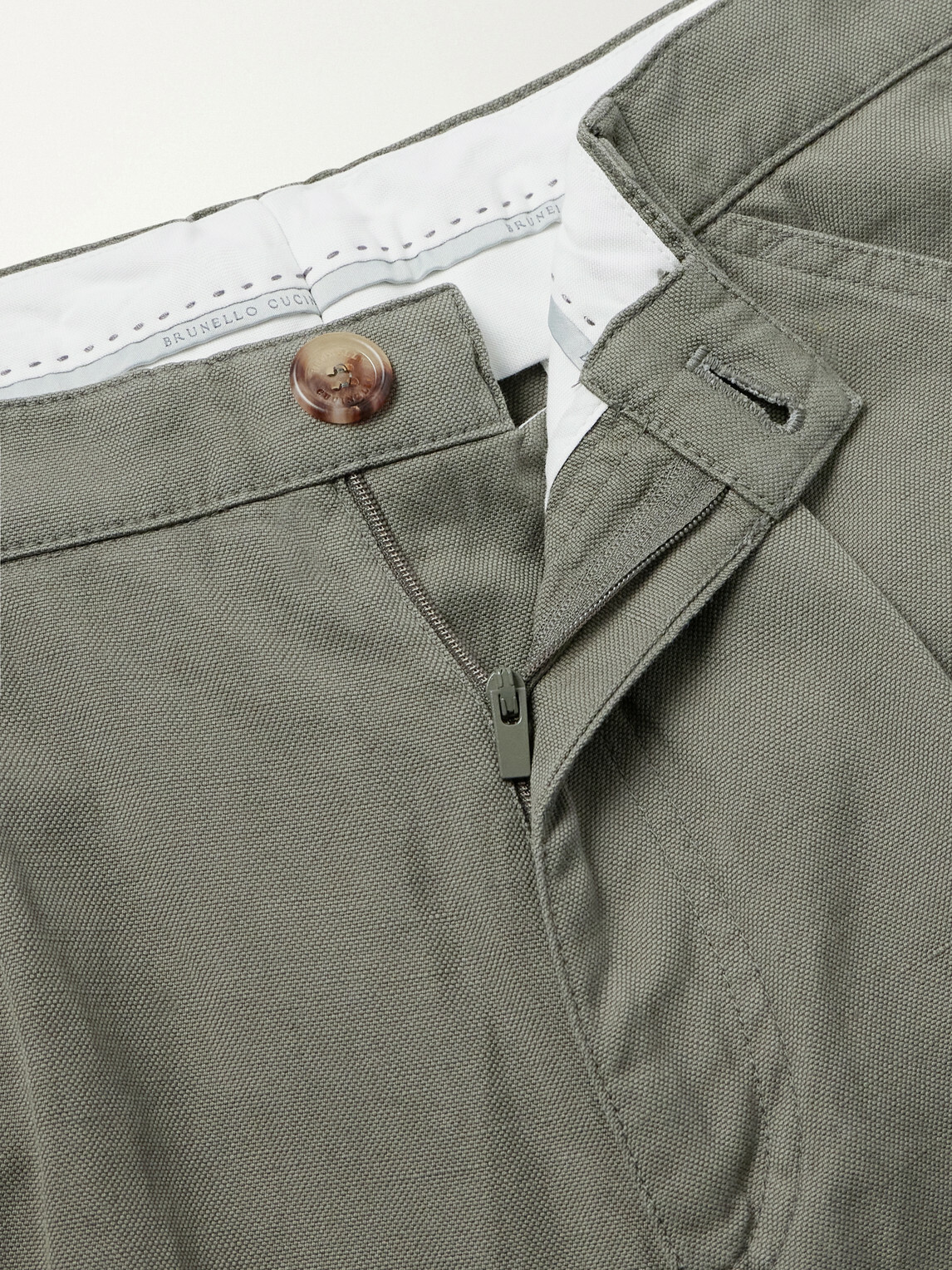 Brunello Cucinelli - Straight-Leg Pleated Cotton and Linen-Blend Trousers - Green