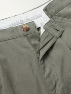 Brunello Cucinelli - Straight-Leg Pleated Cotton and Linen-Blend Trousers - Green