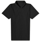 Homme Plissé Issey Miyake Men's Pleated Polo Shirt in Black