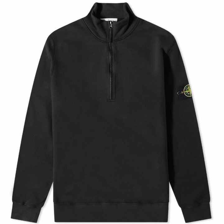 Photo: Stone Island Men's Brushed Cotton Fleece Half Zip Sweat in Black