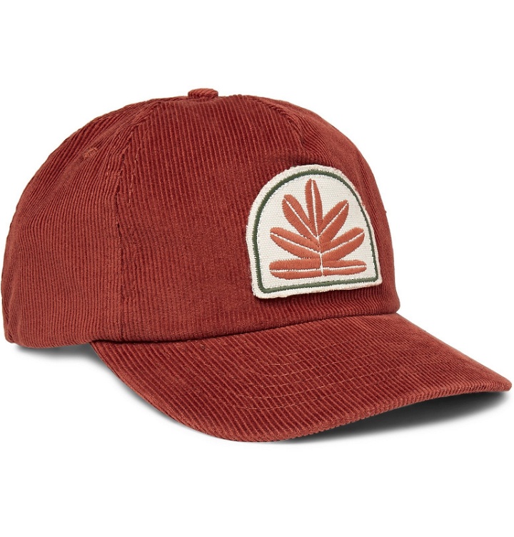 Photo: Mollusk - Sweet Leaf Appliquéd Cotton-Corduroy Baseball Cap - Red
