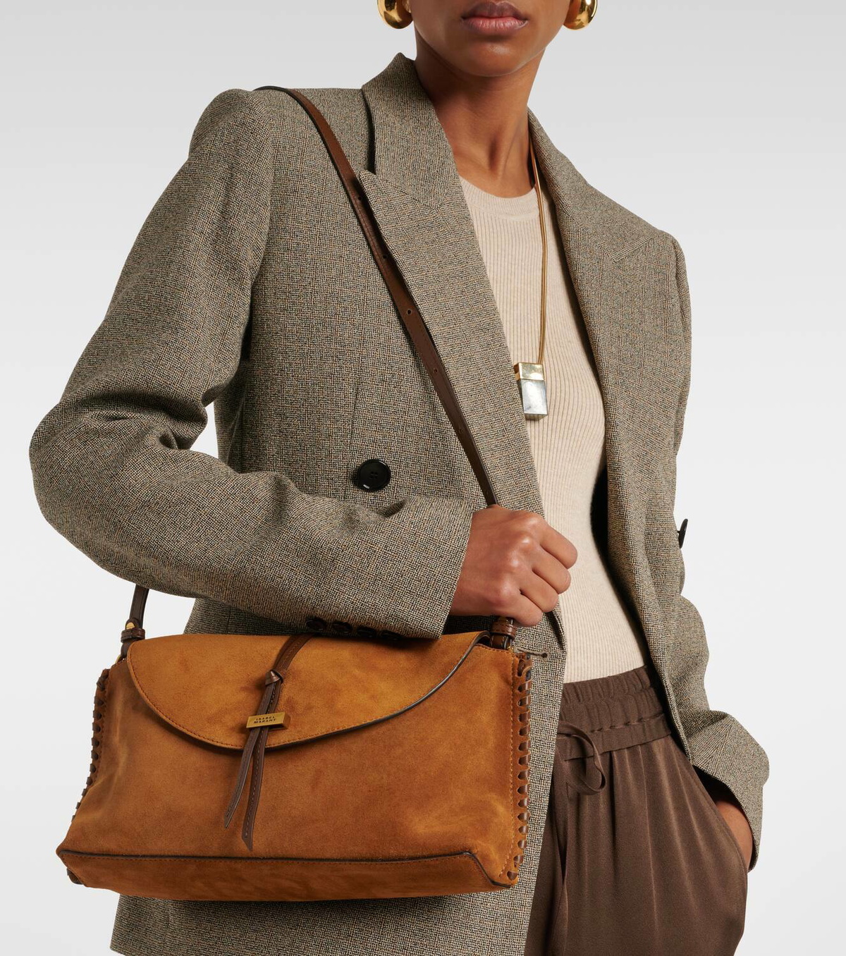 【Isabel Marant】 Silaoスエードショルダーバッグ SILAO BAG Woman light beige | ISABEL MARANT Official online