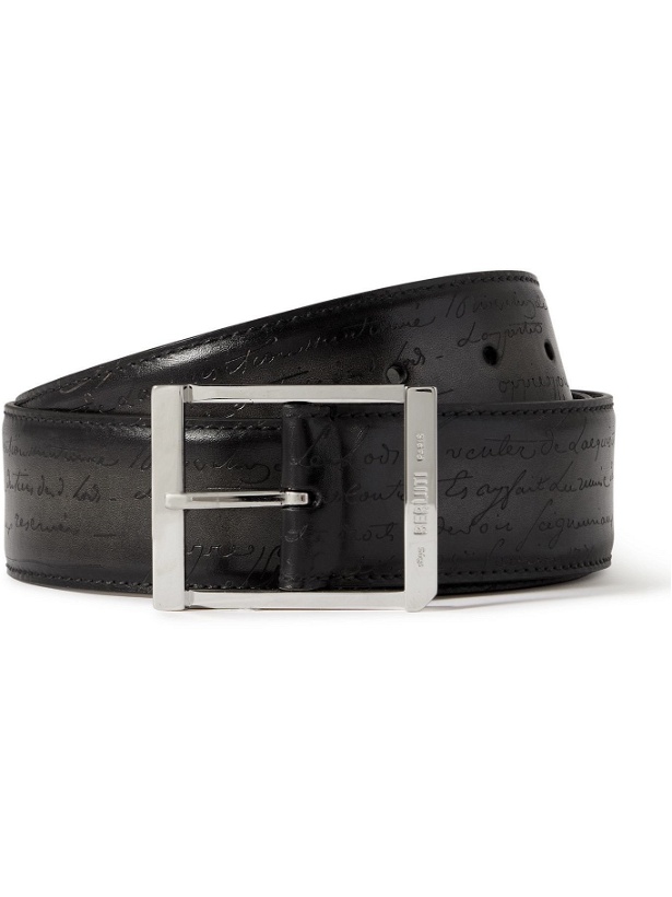 Photo: Berluti - 3.5cm Scritto Leather Belt - Black