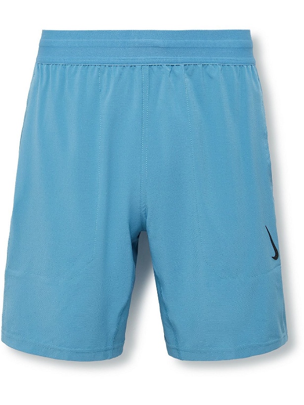 Photo: Nike Training - Straight-Leg Dri-FIT Yoga Shorts - Blue