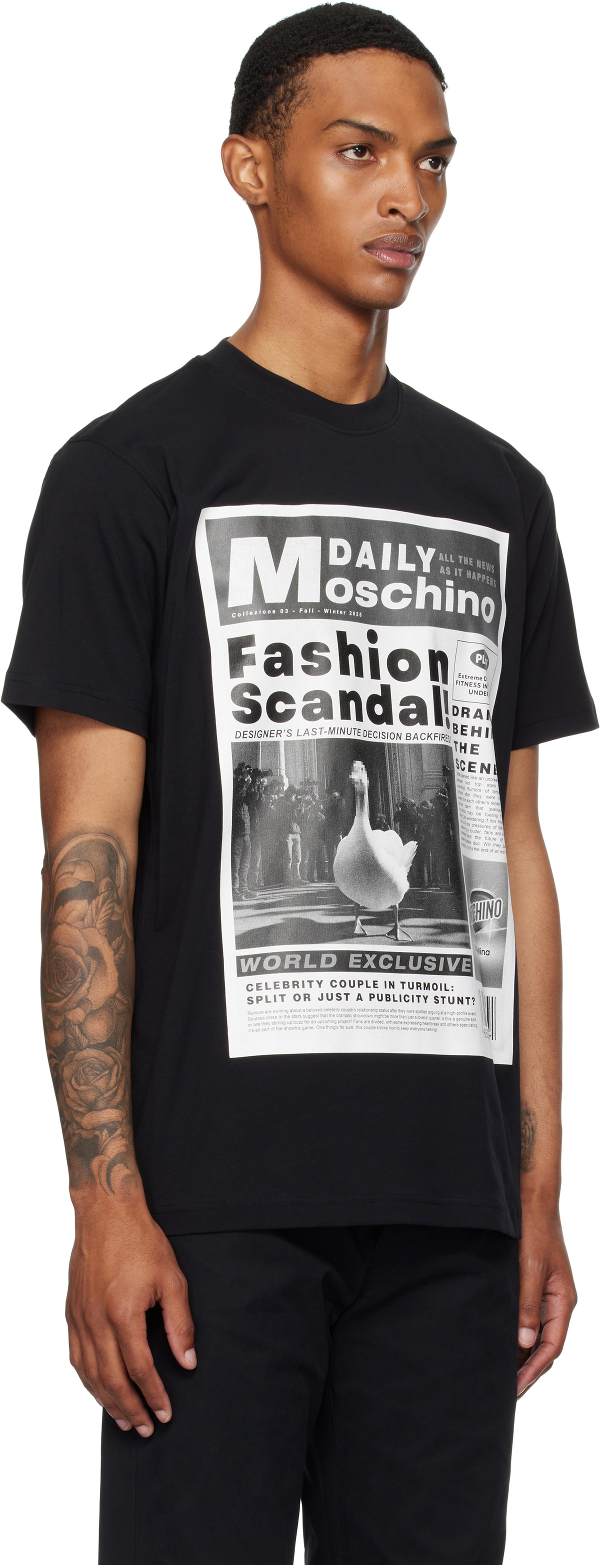 Moschino Black Embroidered Goose T-shirt