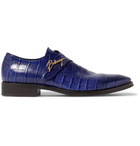 Balenciaga - Croc-Effect Leather Shoes - Men - Blue