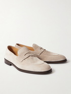 Brunello Cucinelli - Flex Suede Penny Loafers - Neutrals