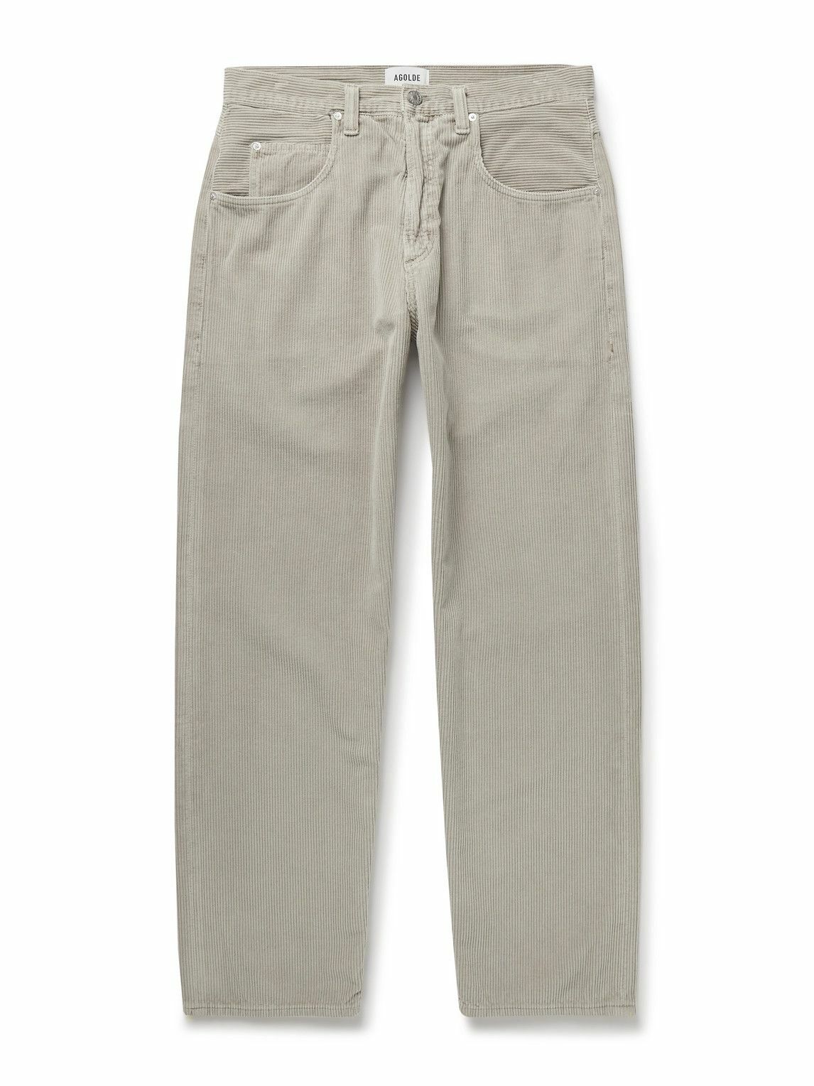 AGOLDE - Fusion Straight-Leg Cotton-Corduroy Trousers - Neutrals
