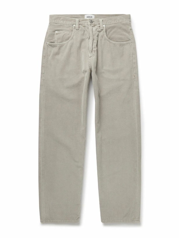 Photo: AGOLDE - Fusion Straight-Leg Cotton-Corduroy Trousers - Neutrals