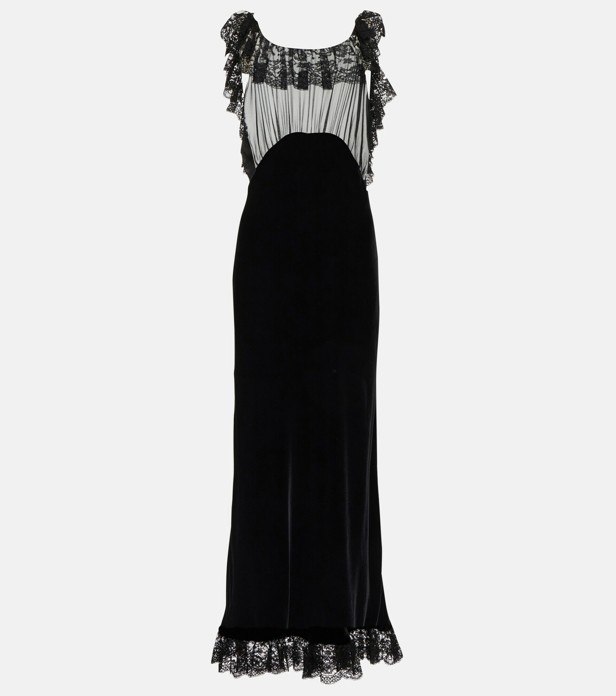 Saint Laurent - Lace-trimmed velvet dress Saint Laurent