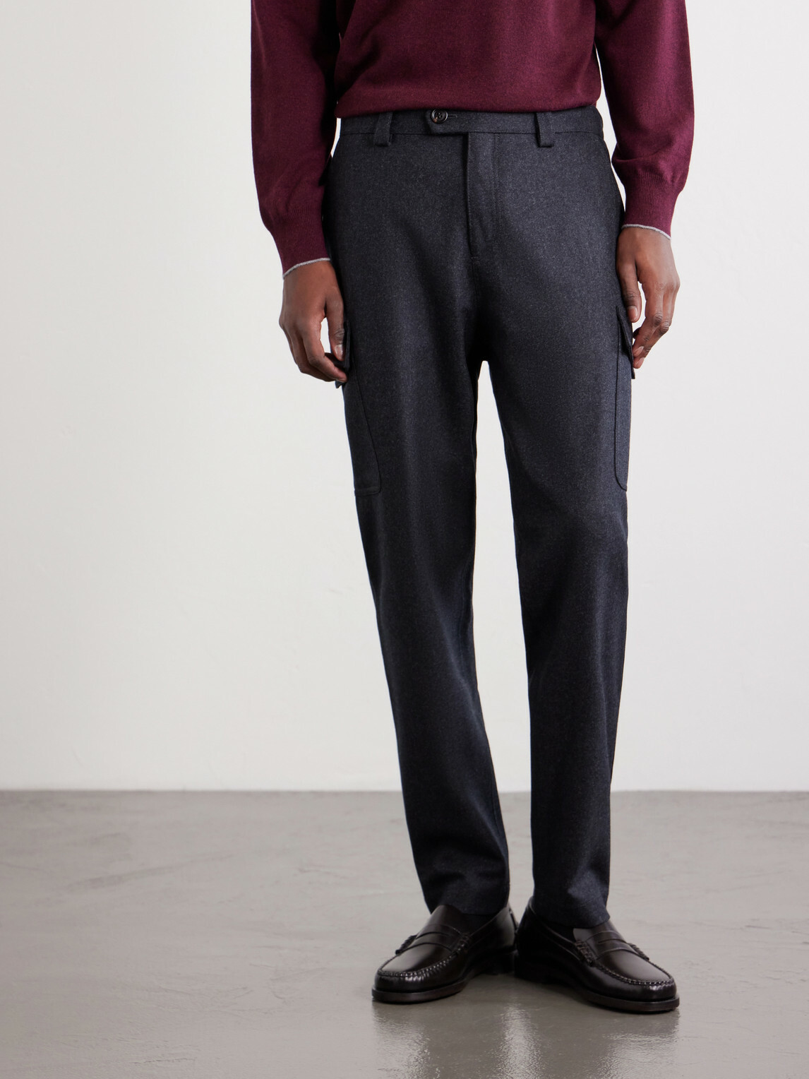 Brunello Cucinelli - Tapered Virgin Wool Cargo Trousers - Gray