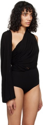 Esse Studios Black Gossamer Drape Bodysuit