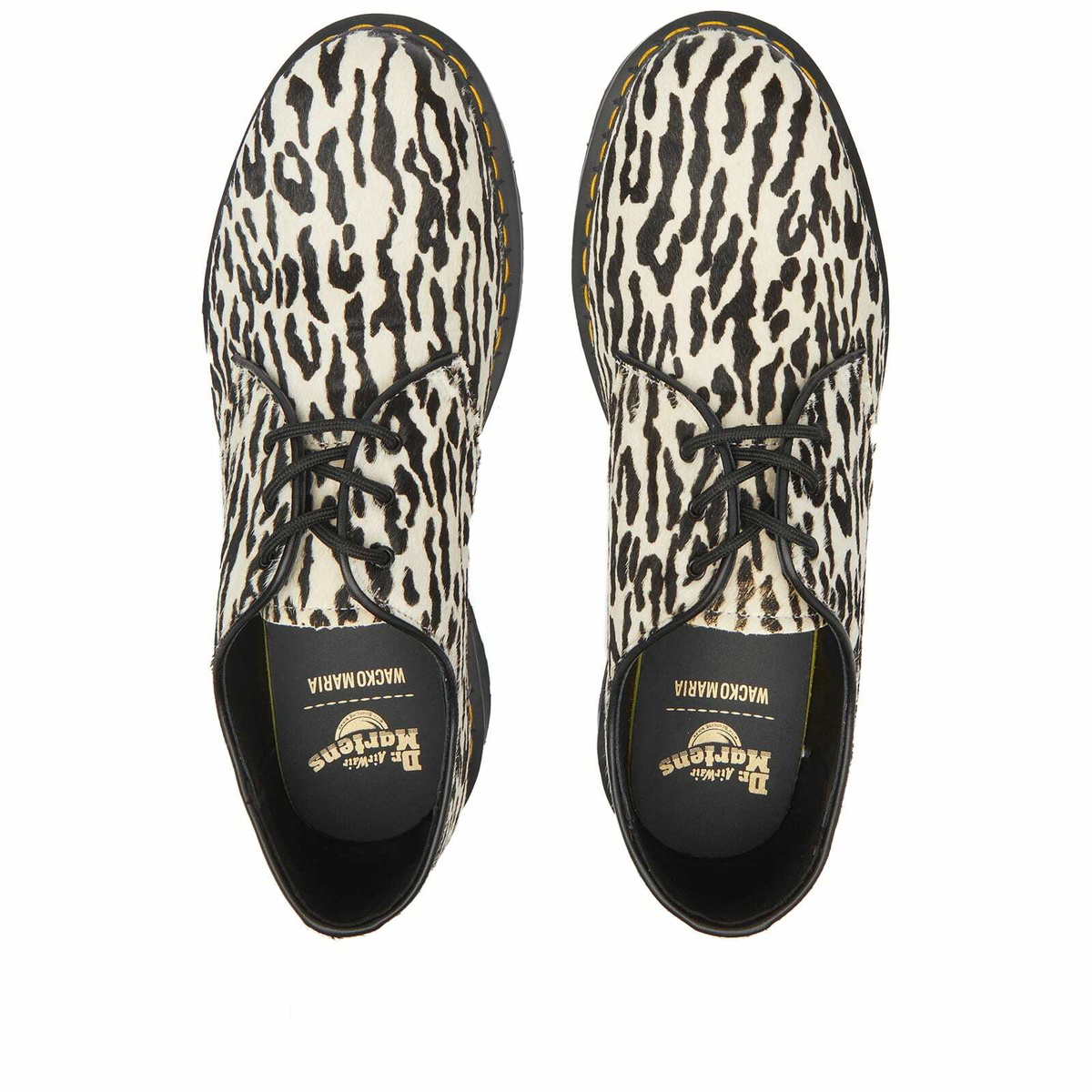 Dr. Martens x Wacko Maria 1461 in White/Black Tiger Camo Hair On 