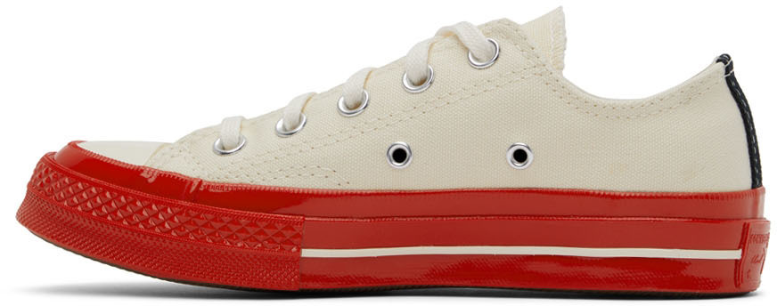 COMME des GARÇONS PLAY Off-White & Red Converse Edition Chuck 70 Low-Top Sneakers