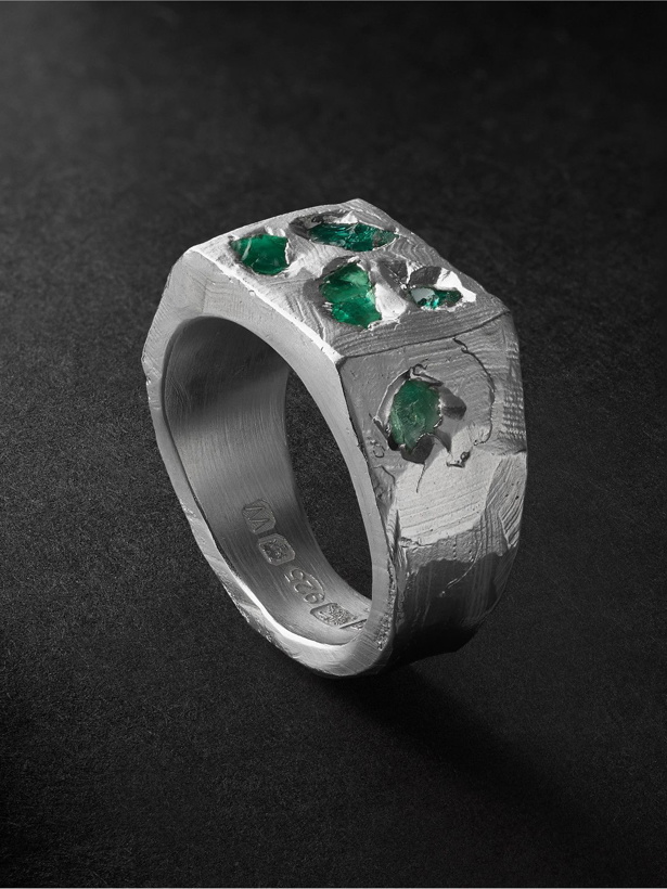 Photo: The Ouze - Sterling Silver Emerald Signet Ring - Silver
