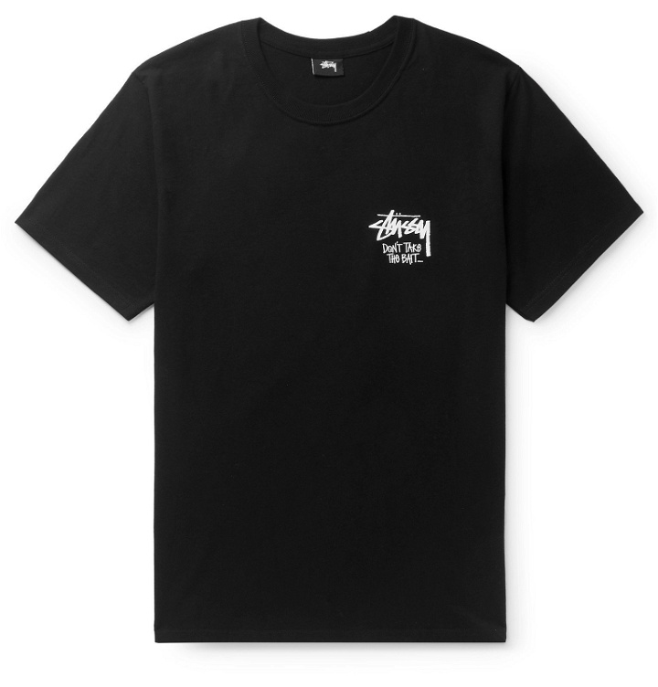 Photo: Stüssy - Slim-Fit Printed Cotton-Jersey T-Shirt - Black