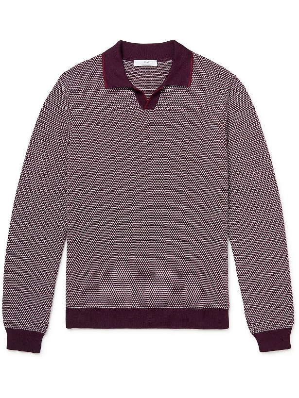 Photo: Mr P. - Slim-Fit Honeycomb-Knit Cotton Polo Shirt - Pink