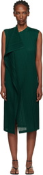 PLEATS PLEASE ISSEY MIYAKE Green Ramie Pleats Maxi Dress