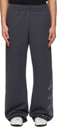 We11done Gray 'WE11DONE' Multi-Logo Sweatpants