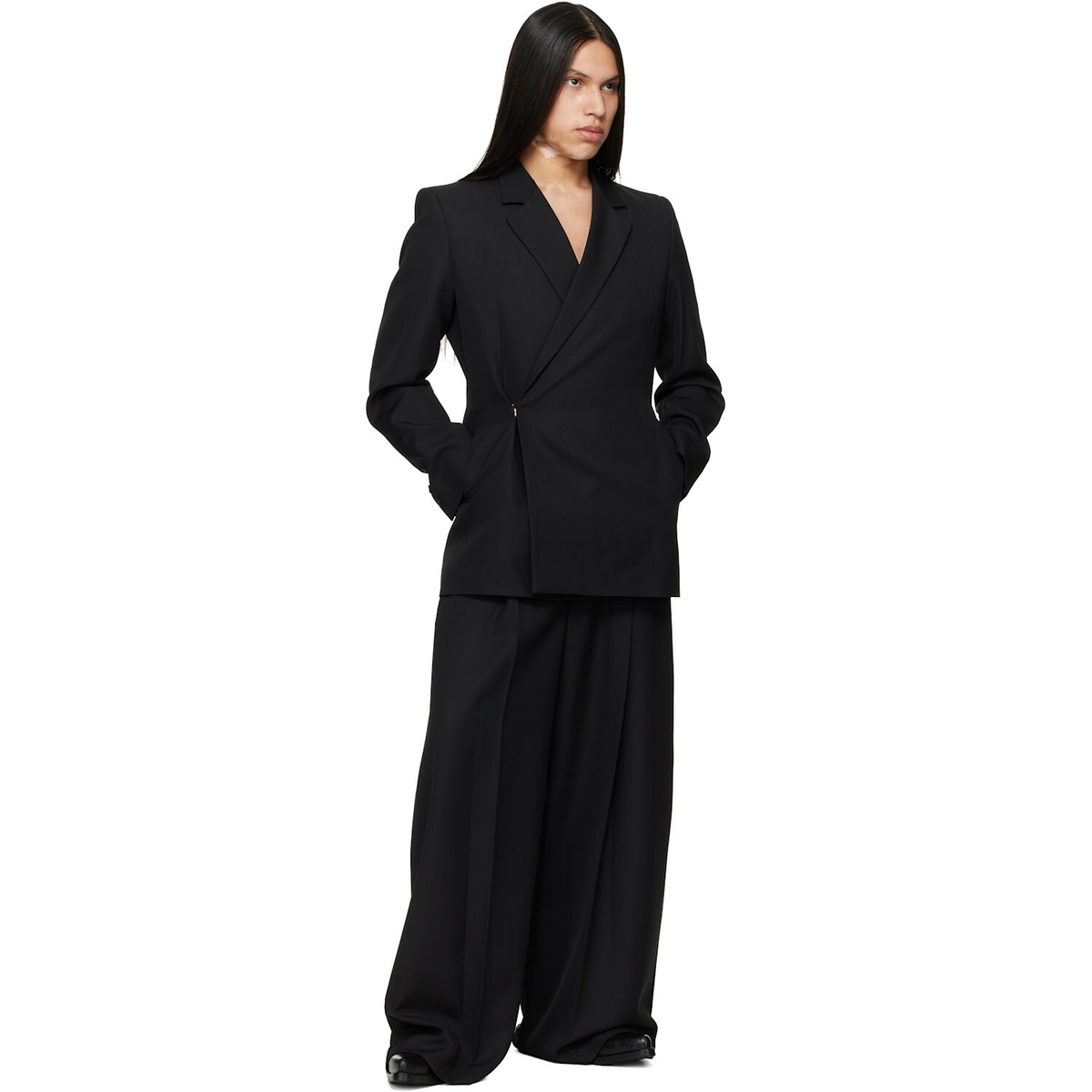 EGONlab Black Fluid Tailored Wide Leg Trousers