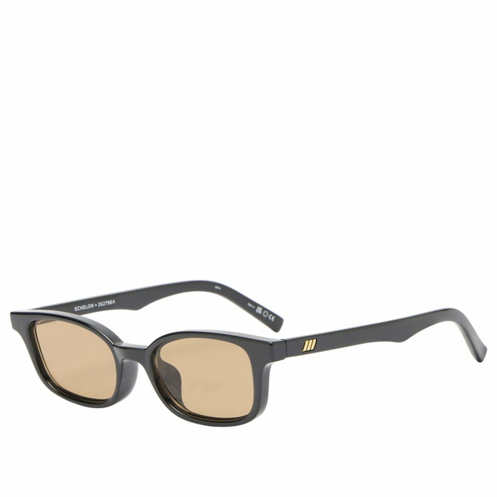 Photo: Le Specs Echelon + Sunglasses in Black/Tan Tint 