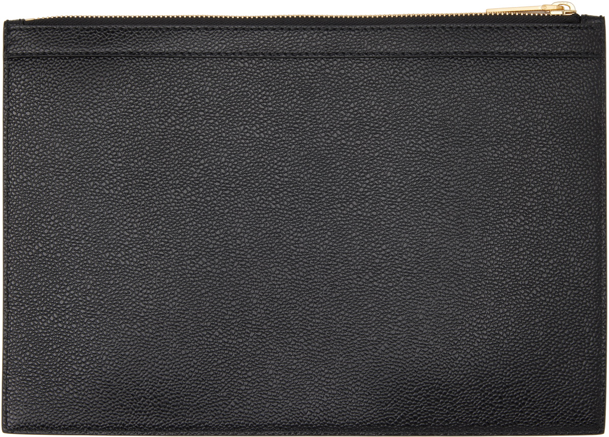 Thom Browne Black Logo-Stamp Leather Document Holder