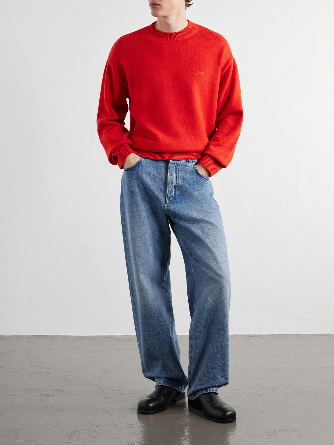 LOEWE - Anagram-Embroidered Cashmere-Blend Sweater - Red