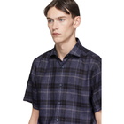 Z Zegna Blue Linen Plaid Shirt