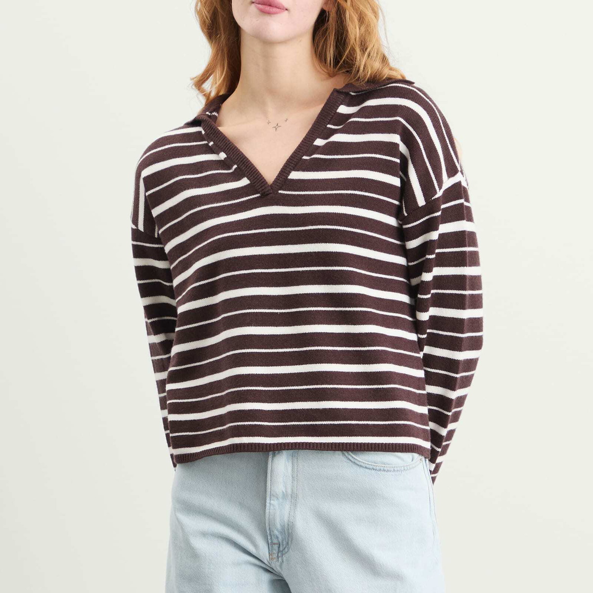 4th & Reckless Women's Hayden Polo Jumper in Stripe