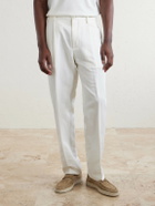 Canali - Mamhood Straight-Leg Pleated Linen And Silk-Blend Trousers - White
