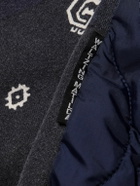 KAPITAL - Panelled Bandana-Print Cotton-Jersey and Quilted Shell Hoodie - Blue
