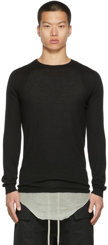 Photo: Rick Owens Black Cashmere Biker Crewneck Sweater