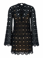 TwinSet Black Short Dress With Bell Sleeves In Wool Blend Woman
