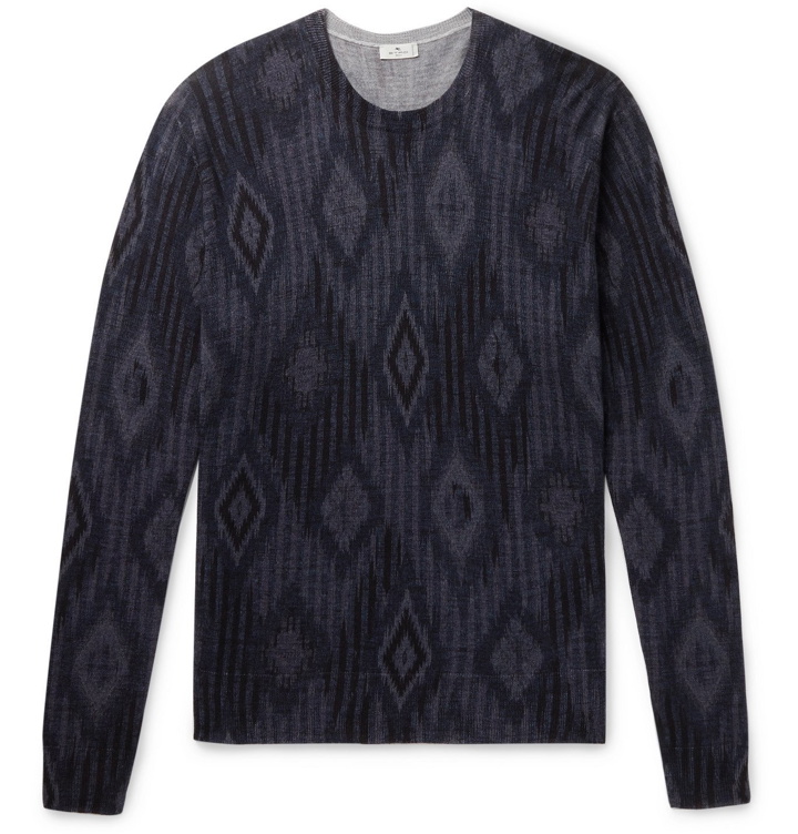 Photo: ETRO - Printed Wool Sweater - Blue