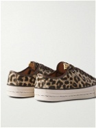 Visvim - Skagway Leather-Trimmed Leopard-Print Corduroy Sneakers - Brown