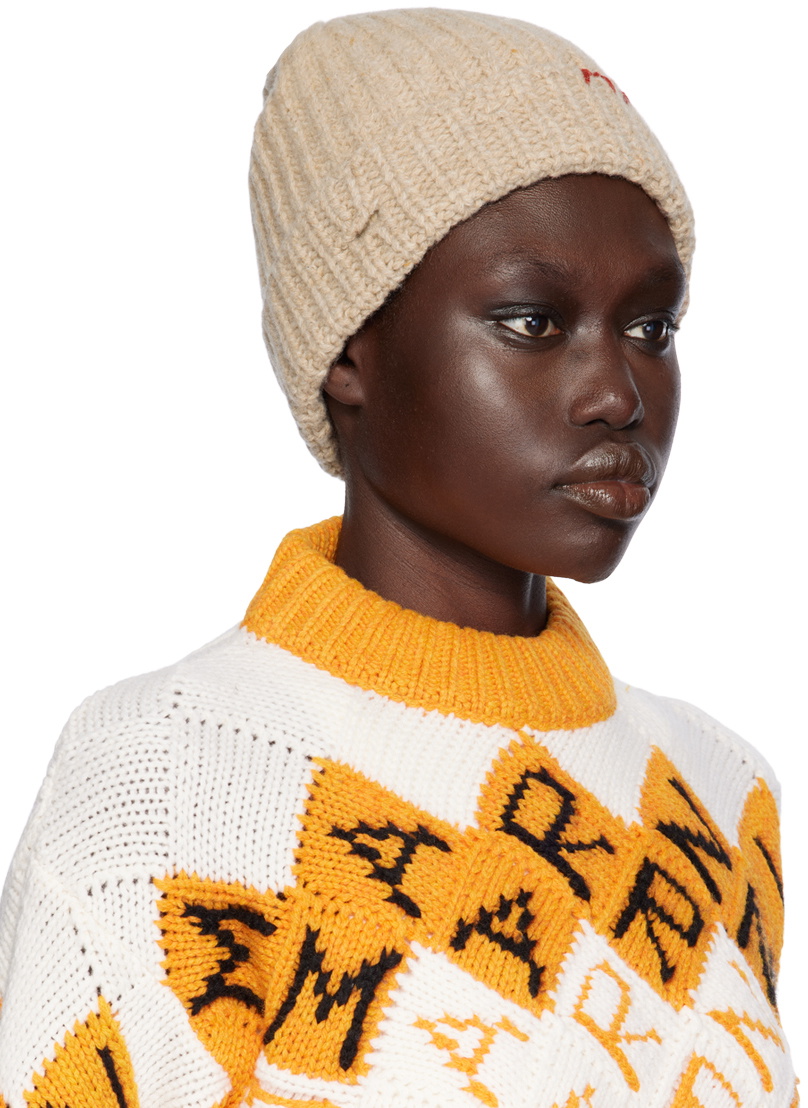 Marni Beige Shetland Wool Beanie