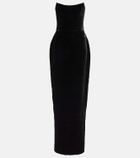 Rasario Off-shoulder velvet corset gown