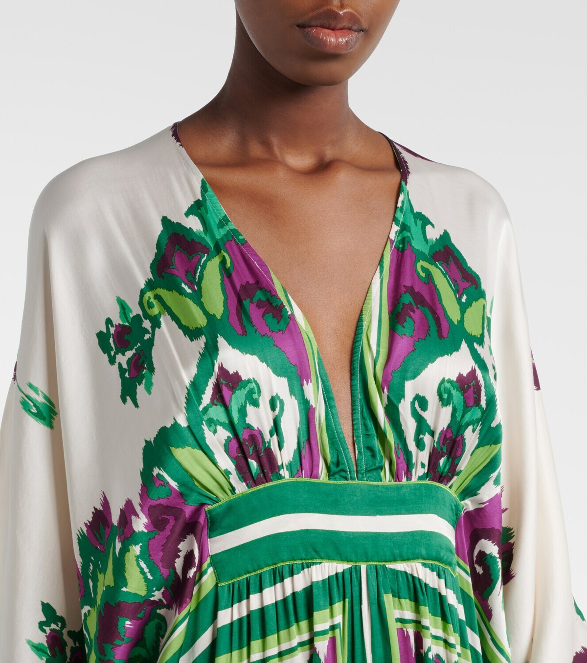 Poupette St Barth Sol floral satin kaftan