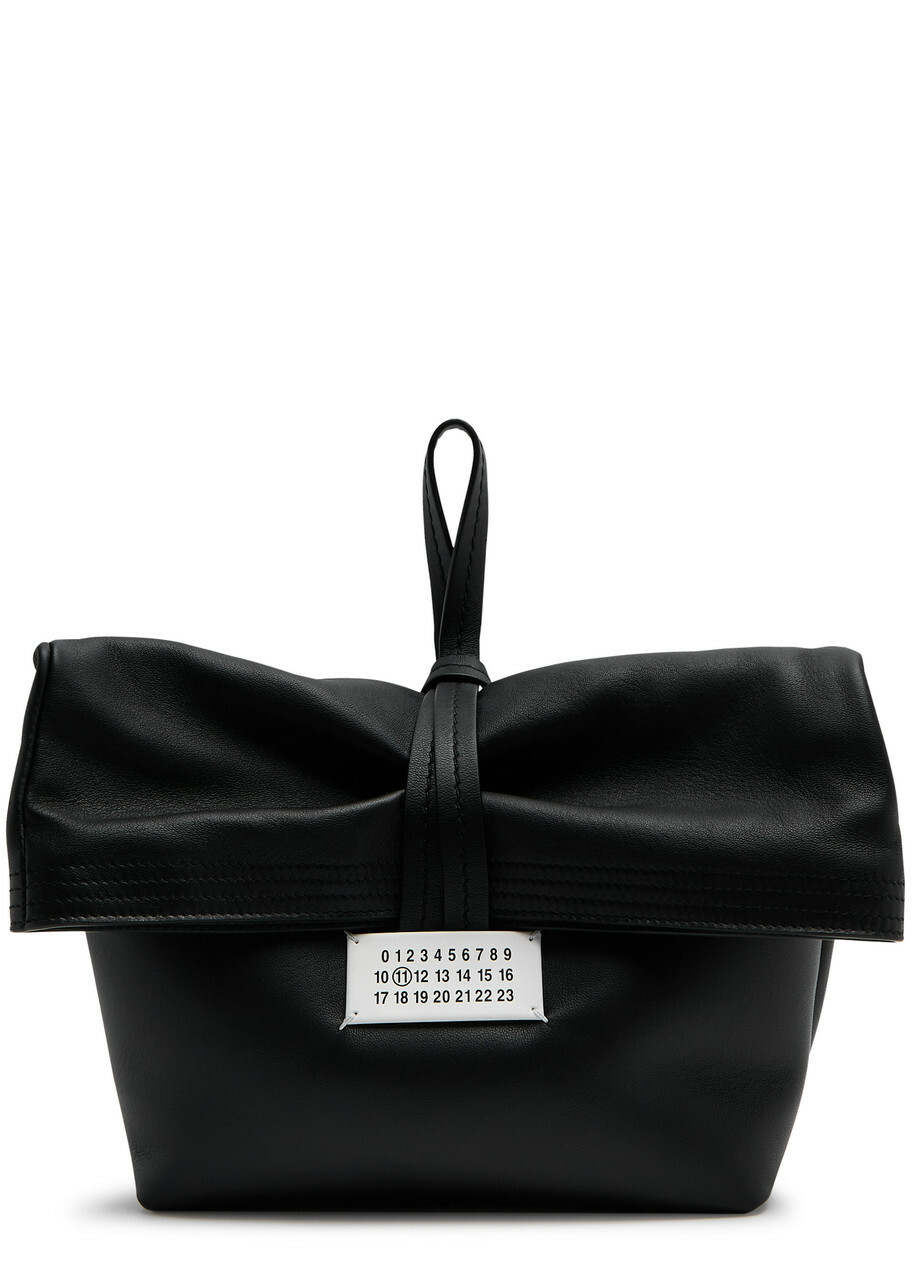 クラッチバッグ MAISON MARGIELA BLACK LEATHER PAPER BAG CLUTCH Maison Margiela Paper Leather Clutch - Black - One Size