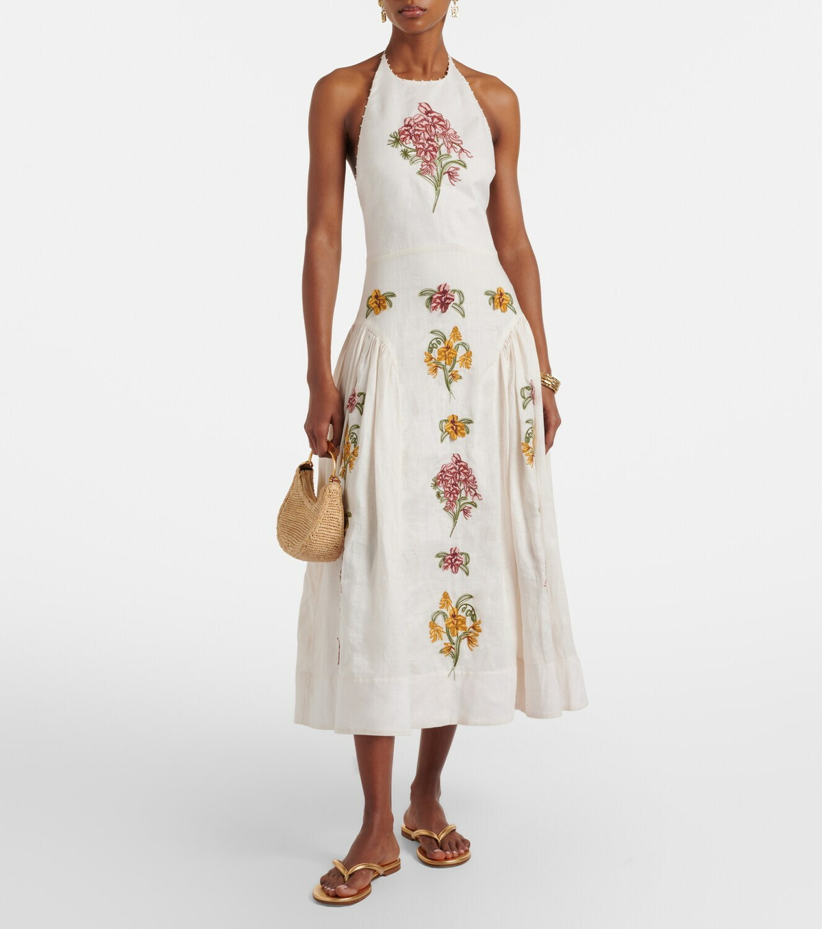 Agua by Agua Bendita Balsa Cordillera floral linen midi dress