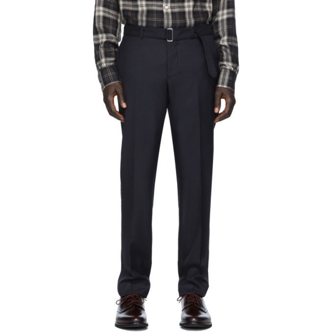 Photo: Officine Generale Navy Wool Pinpoint Paul Trousers