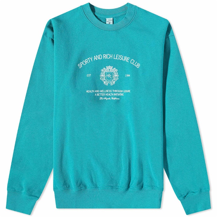 Photo: Sporty & Rich Crest Crew Sweat in Teal/White
