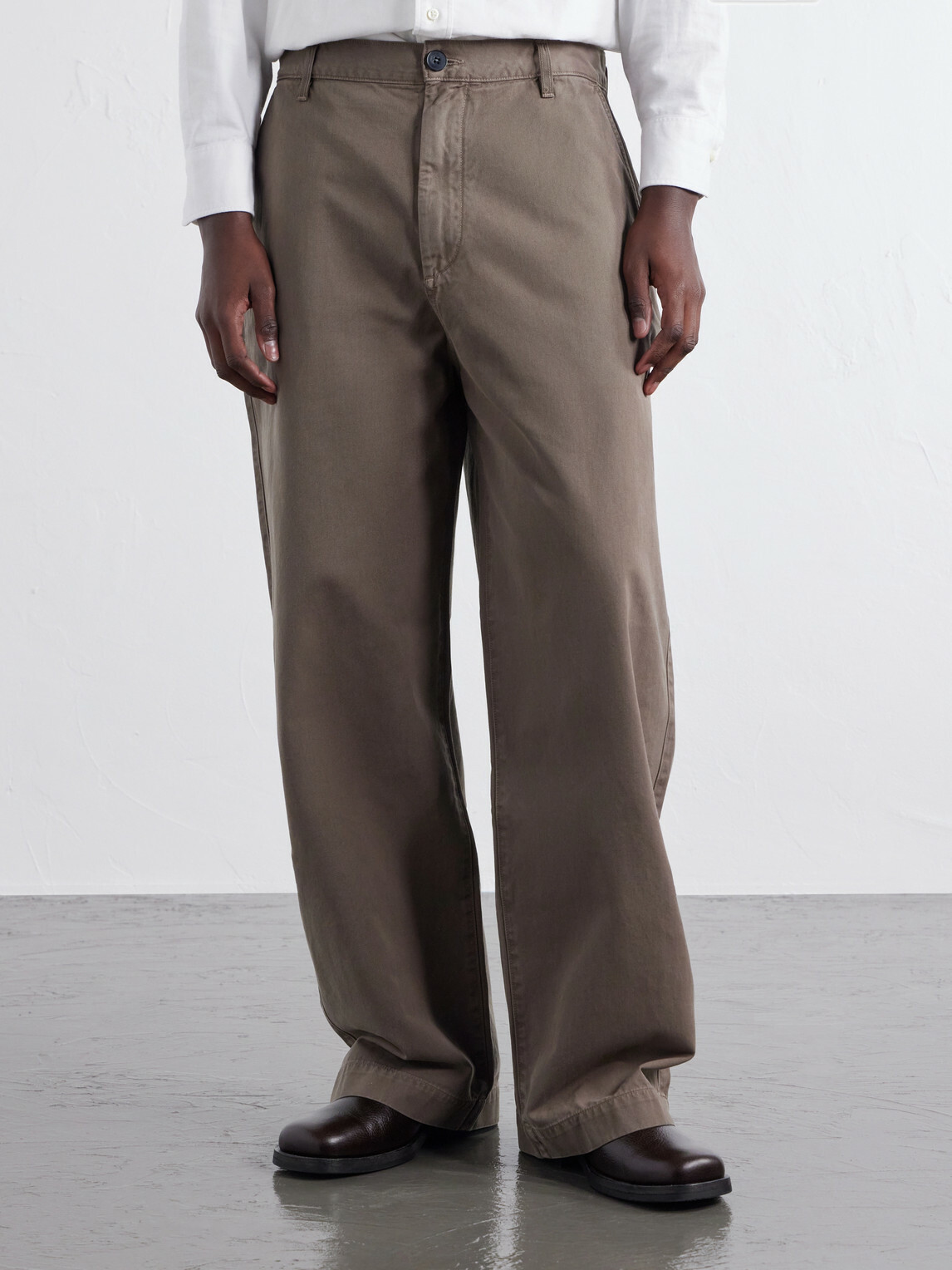 AGOLDE - Warwick Wide-Leg Recycled-Cotton Twill Trousers - Brown
