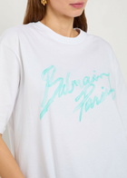 Balmain Logo-print Cotton T-shirt White And Green