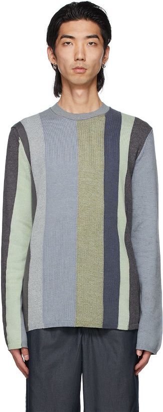 Photo: Comme des Garçons Shirt Grey & Green Stripe Sweater