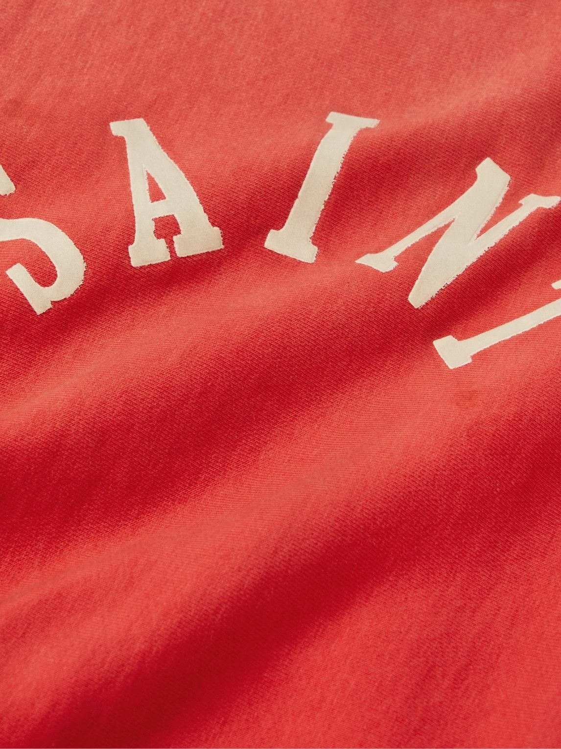 SAINT Mxxxxxx - Logo-Appliquéd Distressed Cotton-Blend Jersey Sweatshirt - Red