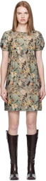 R13 Green Raglan Sleeve Baby Doll Midi Dress
